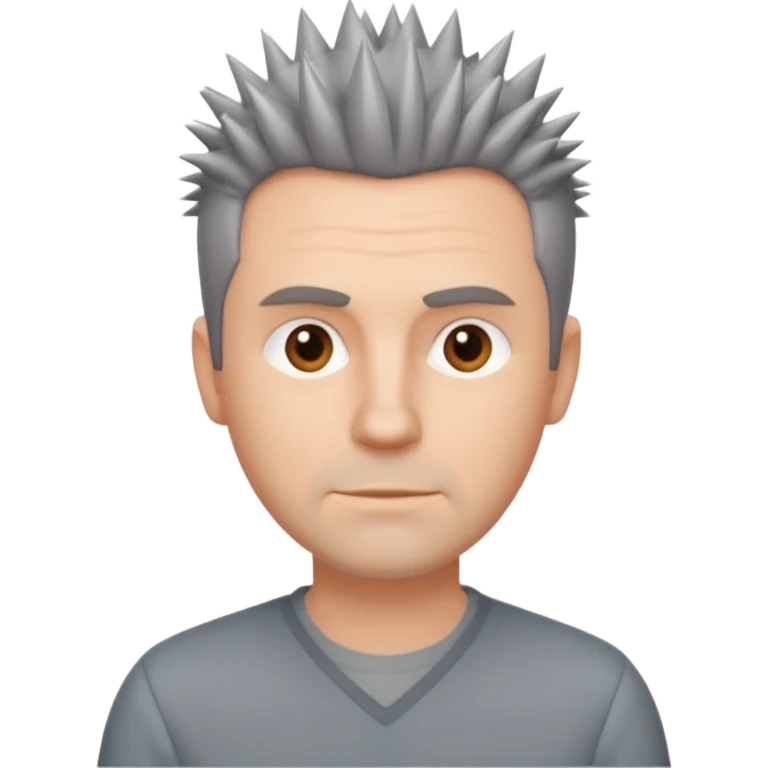 40 yr old white man short spike hair grey dress shirt emoji