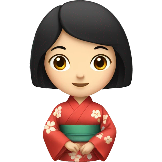 An asian girl with black hair wearing a kimono emoji