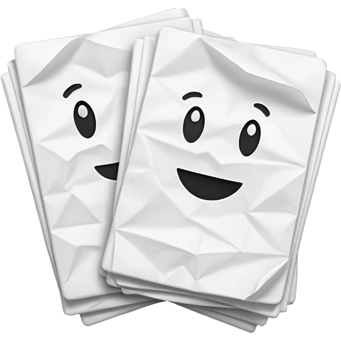 two white papers with text emoji