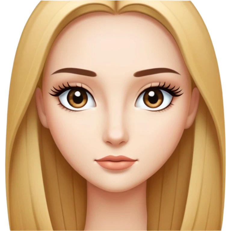 Beautiful character with sleek straight hair, perfect middle part, long dramatic eyelashes, and a very attractive face emoji