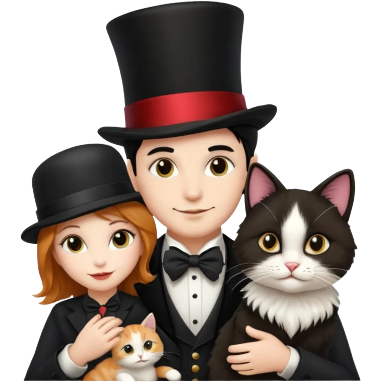magician couple and their pet cat emoji