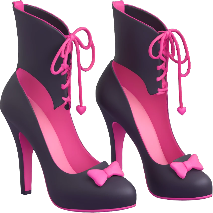 BLACKPINK-inspired gothic shoes, no hearts, black and pink, cute and emoji