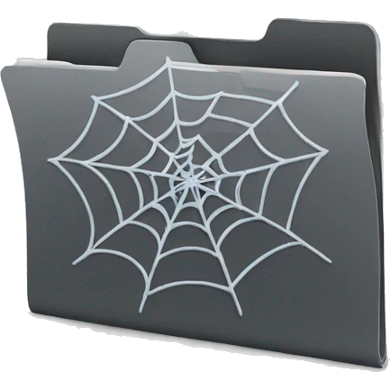 folder icon with a spiderweb on top emoji