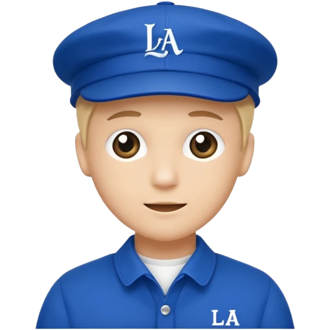 The royal blue collar has a flat cap with a white "LA" logo. emoji