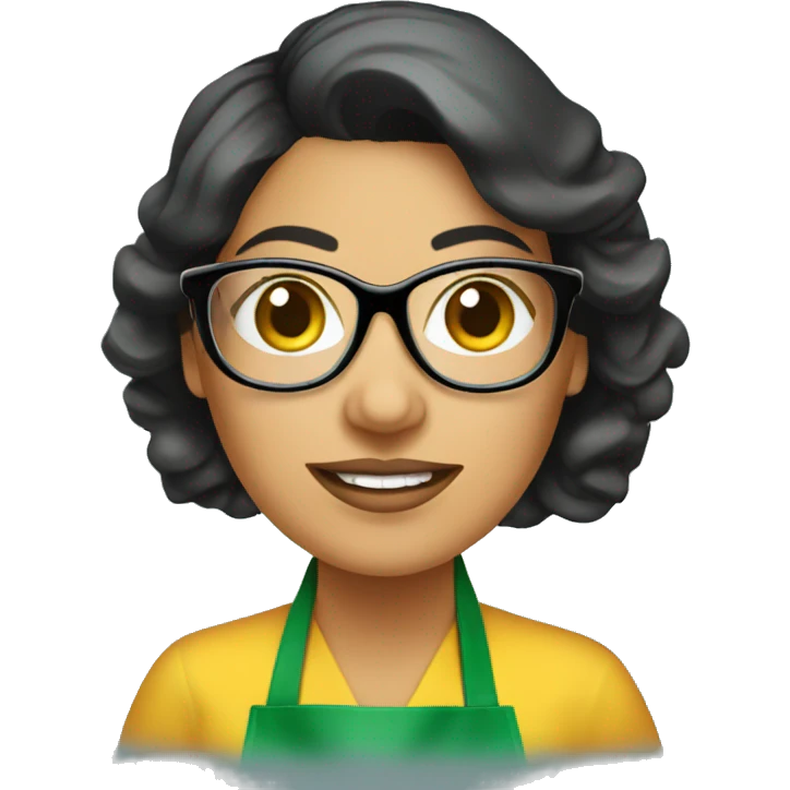 mexican lady green apron  with glasses cooking tacos emoji