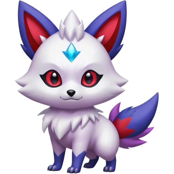 Shiny White with Violet markings and nebula markings Zorua-Zangoose-Pokémon-Fakémon-fusion-hybrid-creature emoji