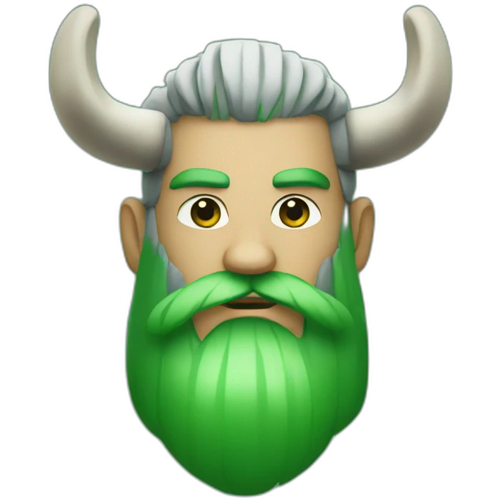 Viking horns with a green beard emoji