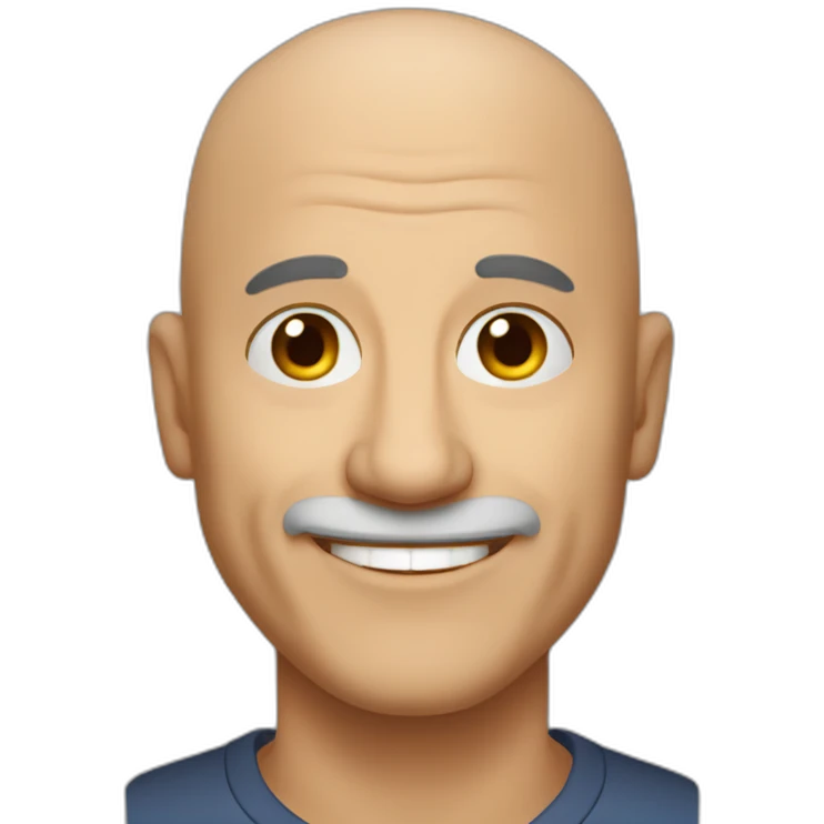 Men over 50s bald smiling dark hair Brown eyes emoji