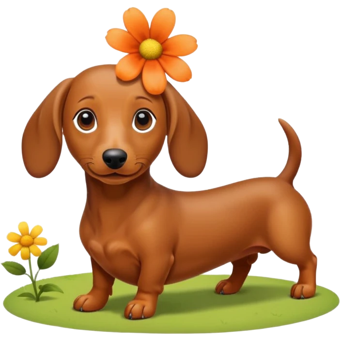 Dachshund with a flower on its head emoji
