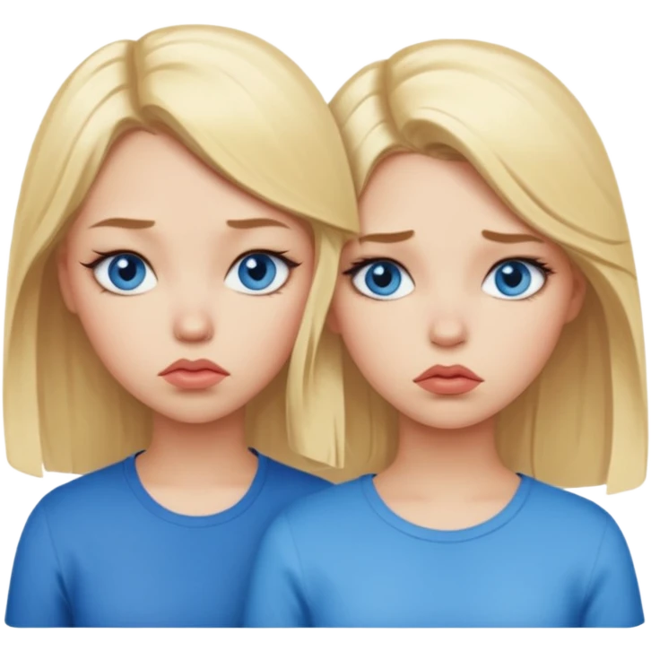 2 girls with bright blonde hair and blue eyes pouting emoji