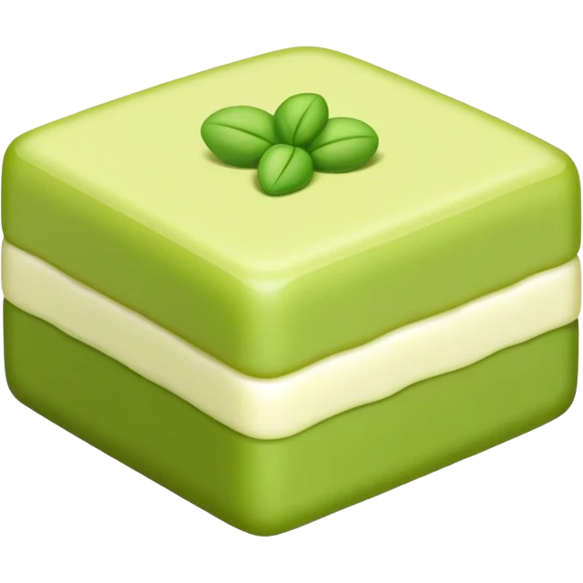 Mung bean cake pale green cubic dessert, simplified emoji style with bold outlines and bright colors, cartoon style Lvdou Gao summer sweet emoji
