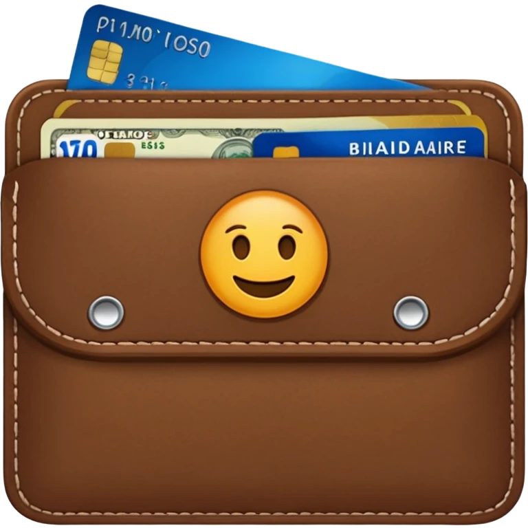 portefeuille marron avec quelques billets et carte bancaire emoji