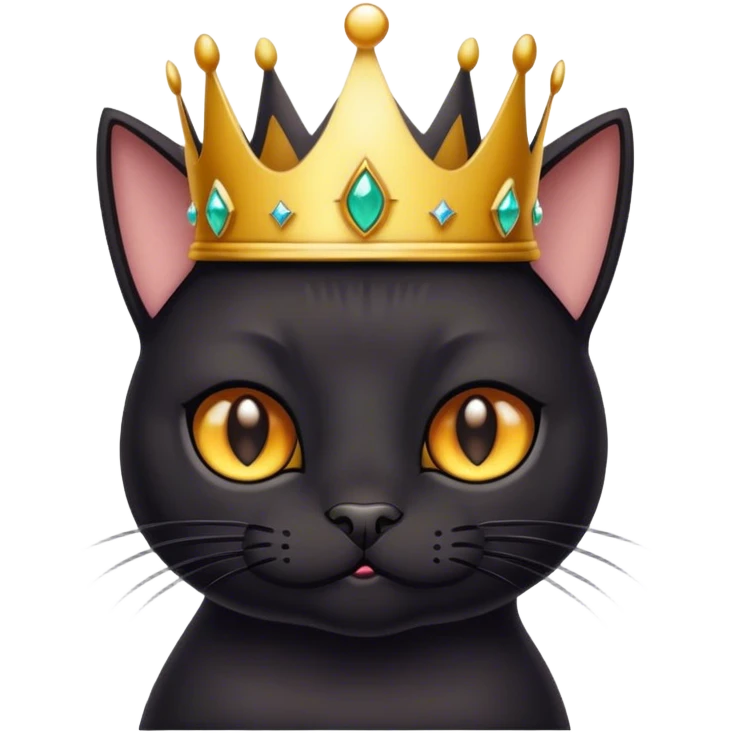 Black cat wearing a crown emoji