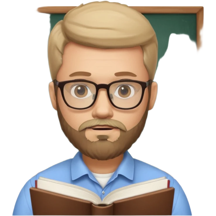 bearded man with glasses studying emoji