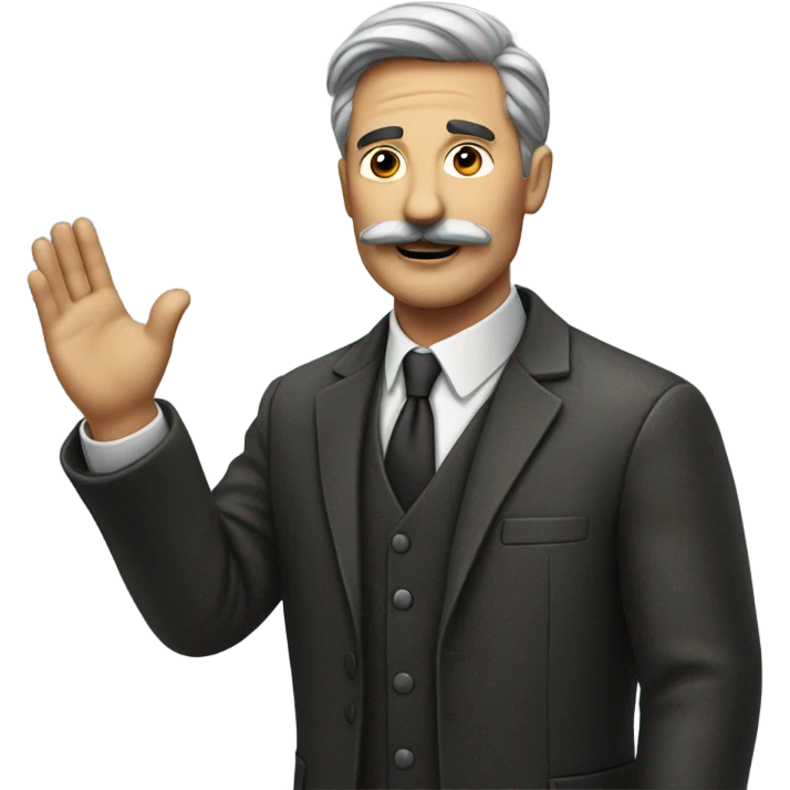Man holding his hand up with mustache  emoji