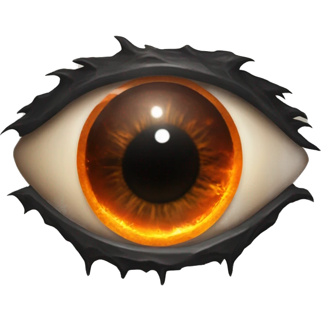 Eye of Sauron with glowing orange iris, set in a dark tower of Mordor emoji