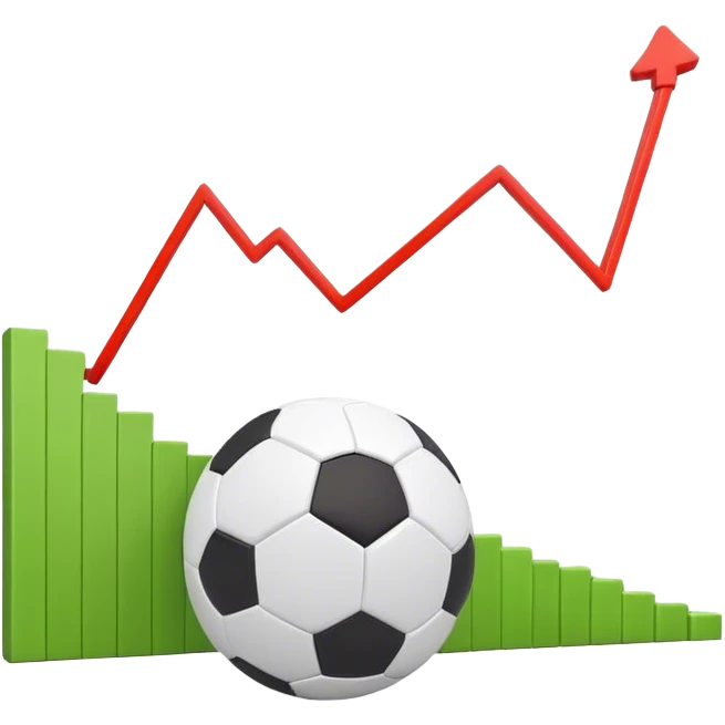 Cinematic realistic 3d growing graph  next to a soccer ball emoji