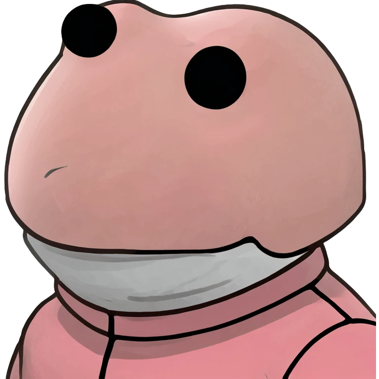 Squid Game pink guard mask with circle shape on face, 3D style, detailed emoji