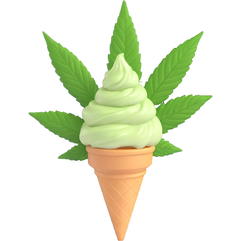 gelato with cannabis leaf emoji