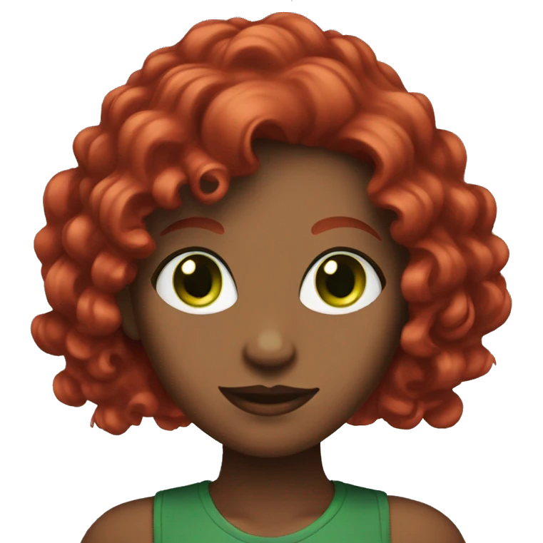 women with ruby hair and green eyes emoji