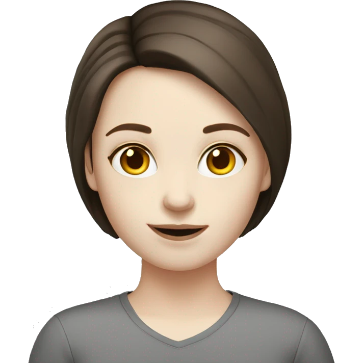 pale skin girl long dark brown hairs with laptop emoji