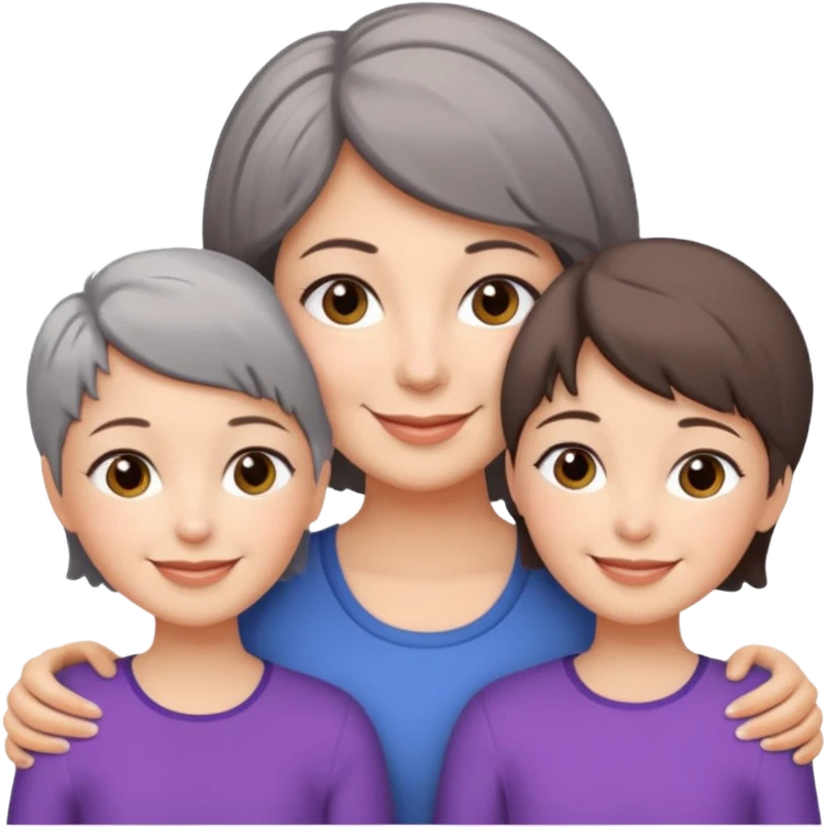 A mum with short Gray hair and her two adult daughters with brown hair emoji