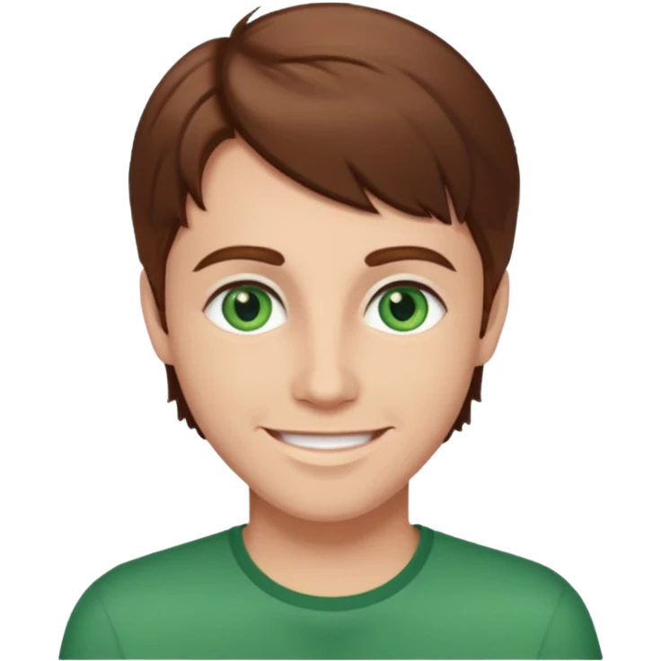 Denis daily with green eyes, brown hair emoji