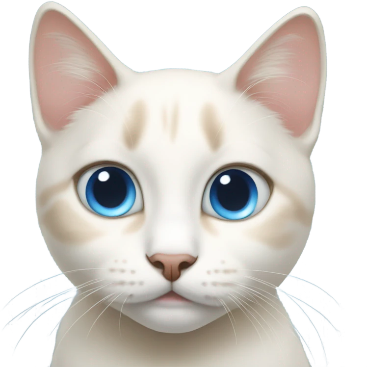 White and cream color cat with big blue eyes. Face close up emoji