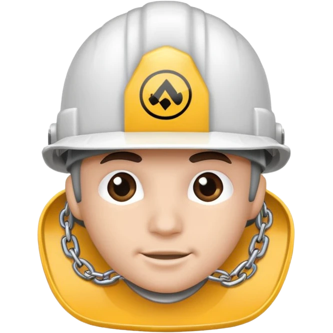 what hard hat with a grey chain logo on the front emoji