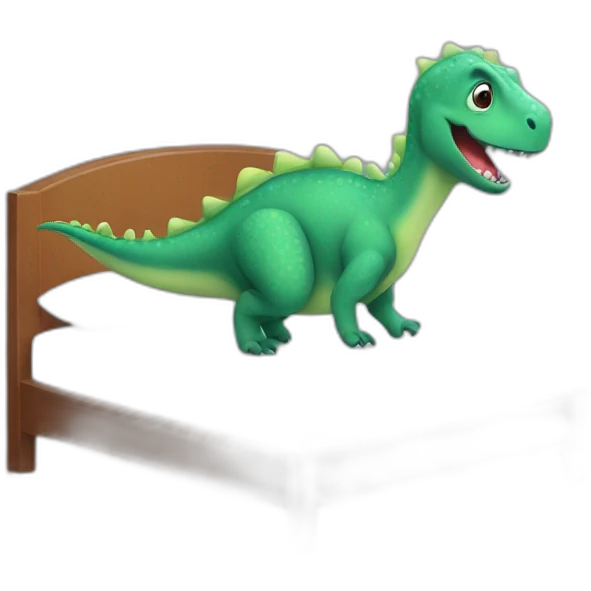 Cute dino jumping on the bed emoji