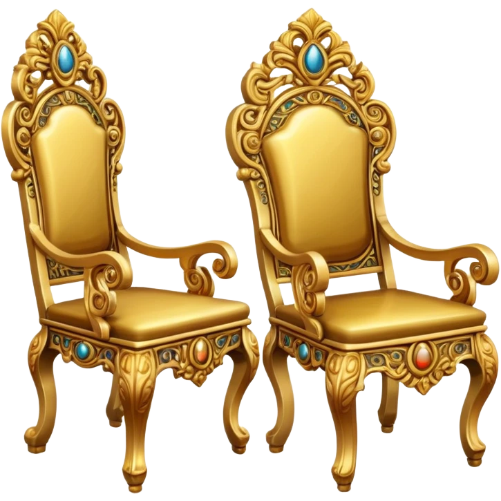 ancient gold chair, front back and side views emoji
