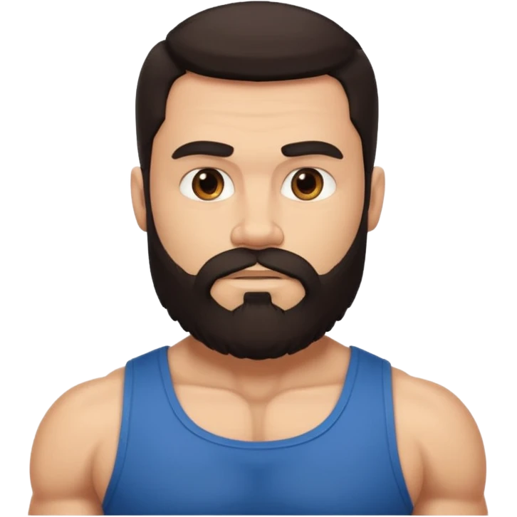 strong bearded man dark hair muscles emoji