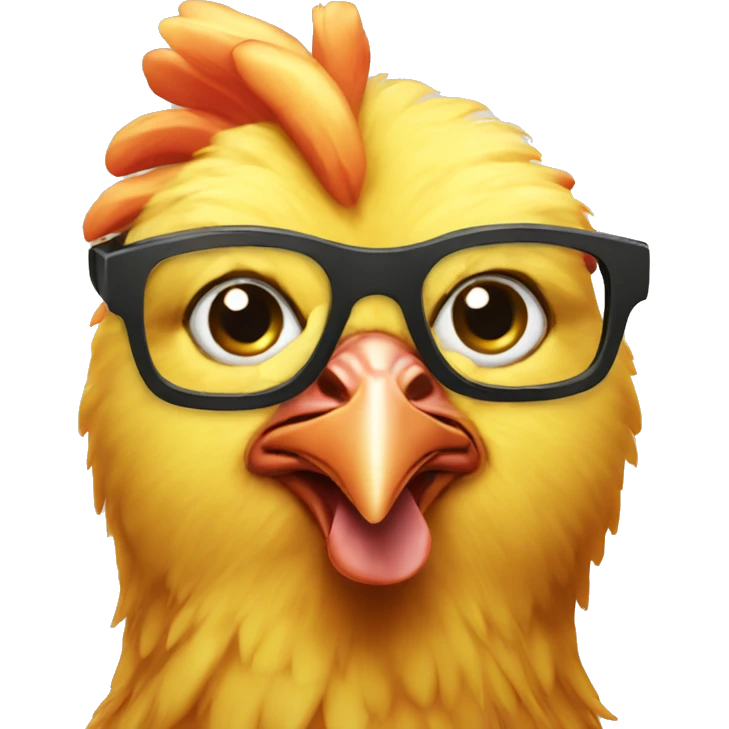 Can I have a small chicken with glasses emoji