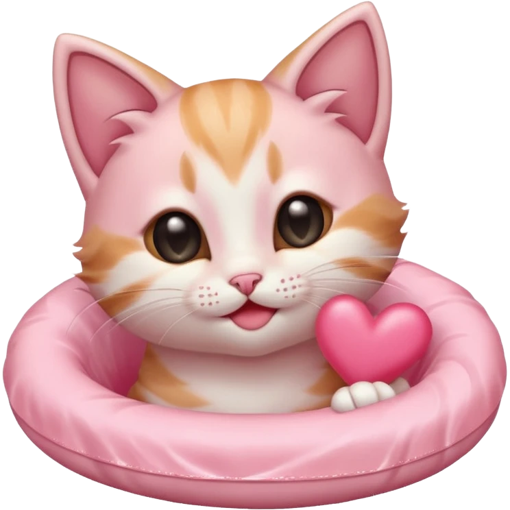 A kitten feeling a whirlpool of happiness. Blushing and feeling in love, grinning and smiling and making a kissy face. Something sweet and perfect to send to someone you love, not a familiar love something more deep and profound emoji