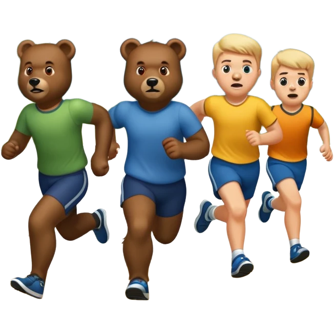 Bear chasing 4 boys emoji
