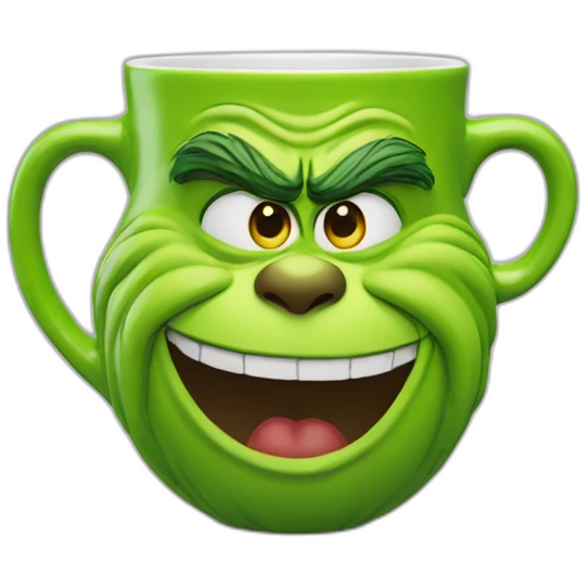 Grinch face shaped mug emoji