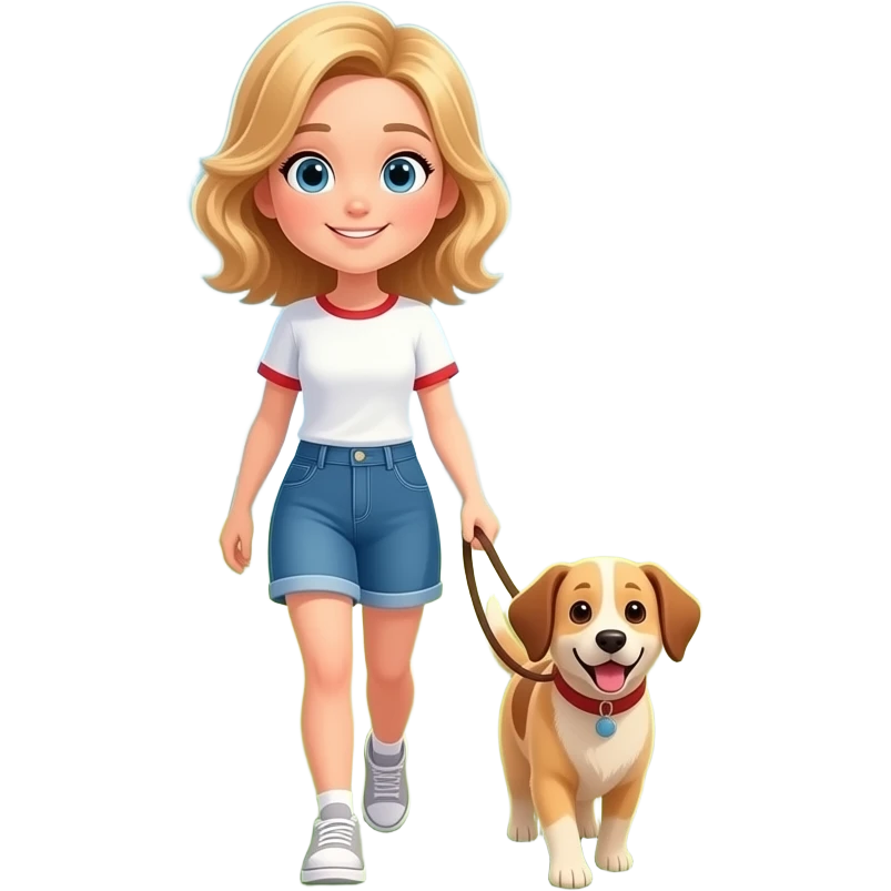 Blonde Girl walking dog in country emoji