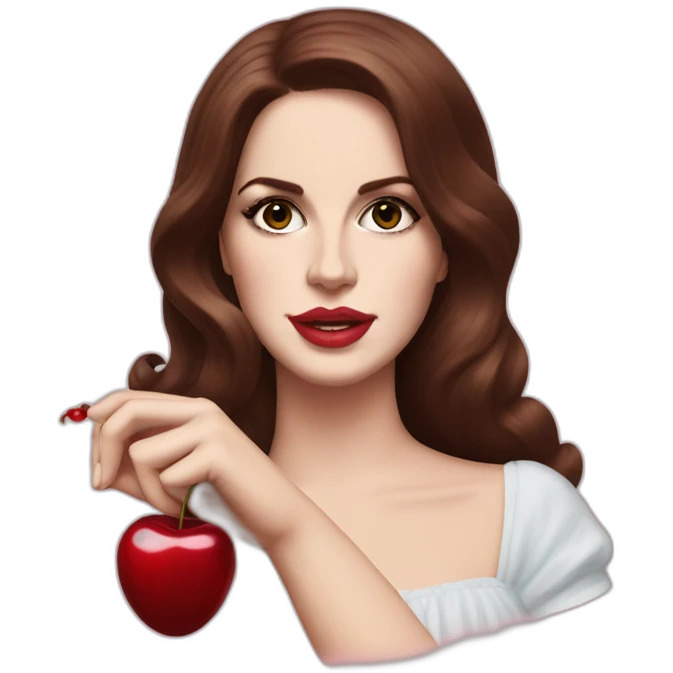 Lana Del Rey holding a cherry emoji