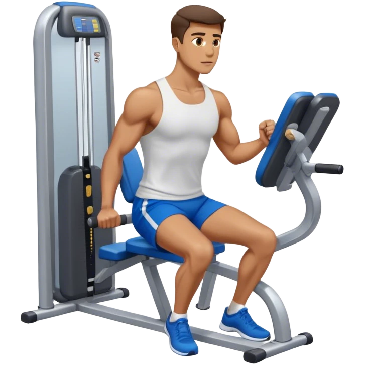 man with blue shorts exercising using side-deltoid-machine emoji