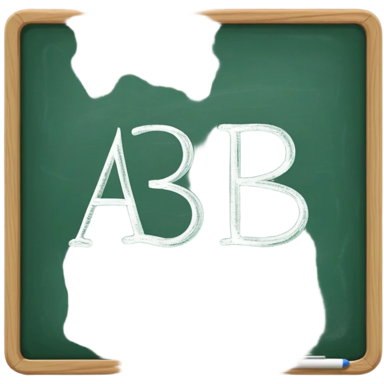 A flat-style illustration of a green chalkboard with “A B C” written on it in white chalk, representing early secondary school learning. Clean, minimal, cartoon style, white background, iOS emoji aesthetic. emoji