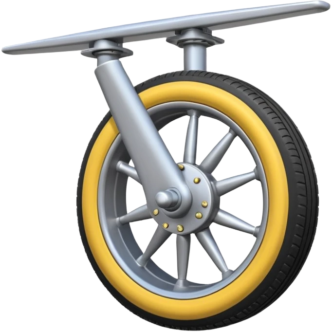 Emoji-style aircraft landing gear with a single wheel and strut, simplified design, clean lines, cartoon-like, isolated on white background, minimal shading emoji