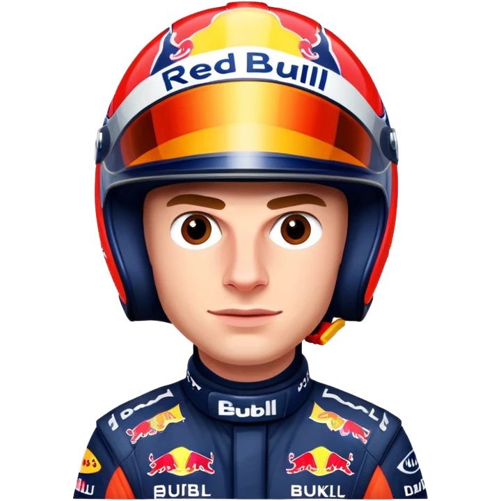 Max Verstappen with racing helmet and Red Bull colors, no text emoji