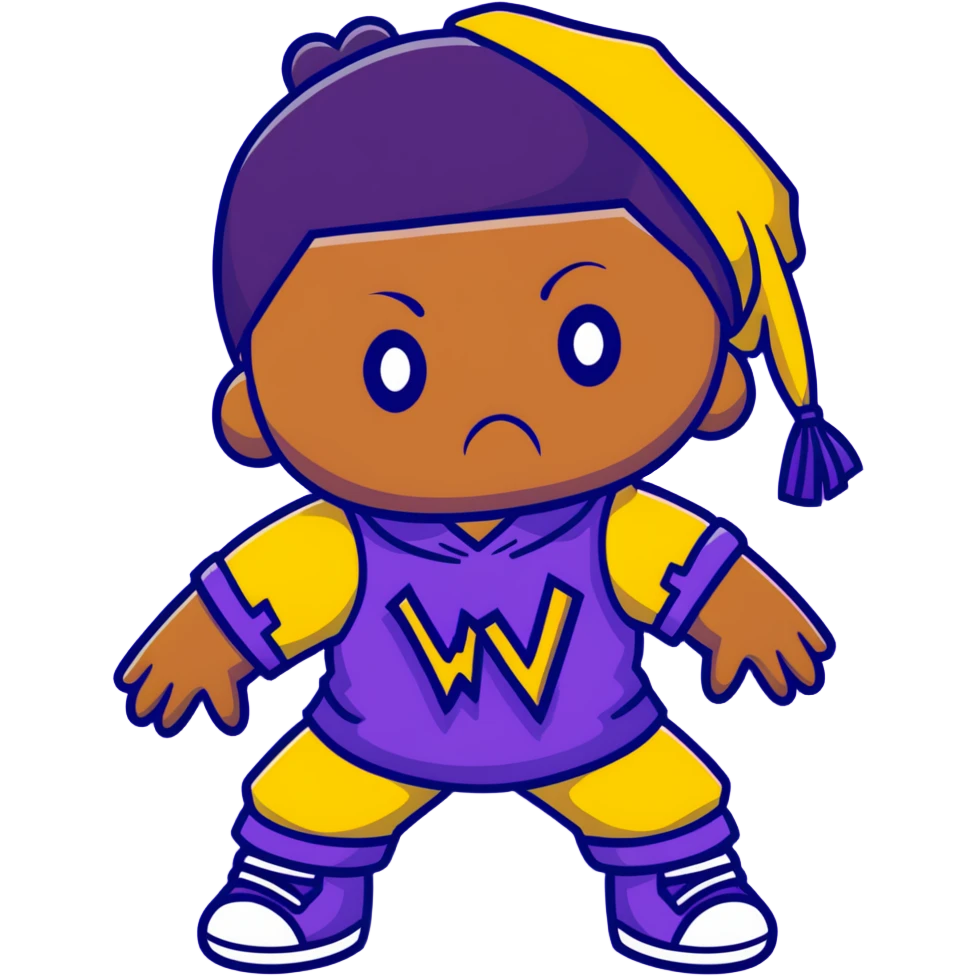 voodoo doll wearing wu-tang clan yellow and black outfit with W logo emoji