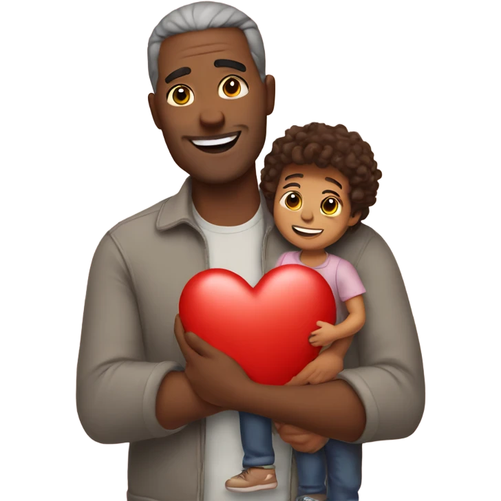 Father holds big heart emoji