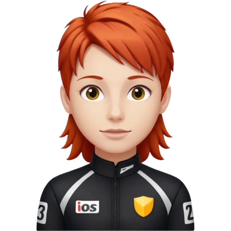 red haired racer with black outfit emoji
