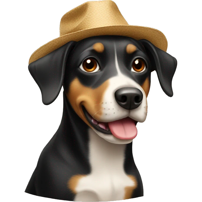 Black and Tan dog wearing a hat emoji