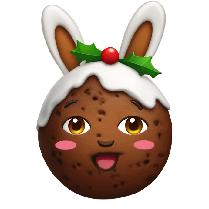 Christmas pudding wearing bunny ears emoji