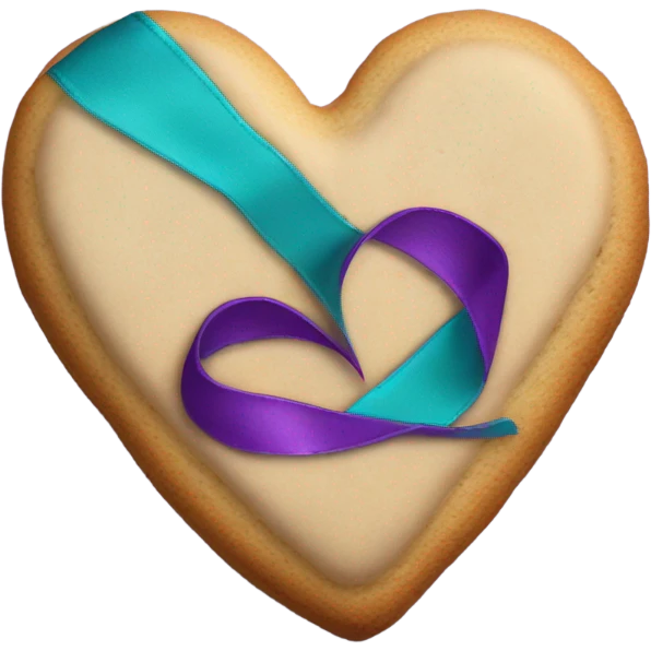 Purple teal Suicide awareness ribbon, heart cookie emoji