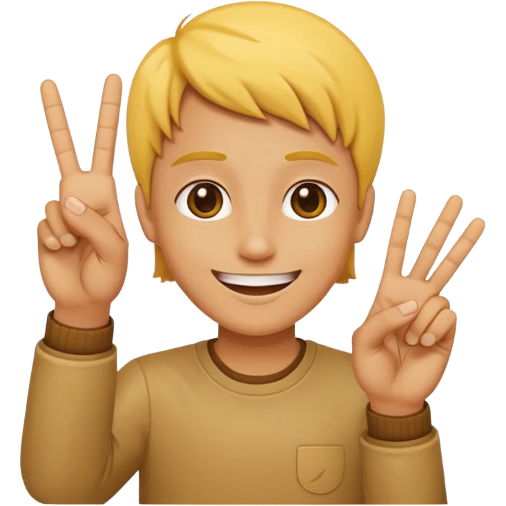 minimalist peace sign hand emoji, yellow, cartoon, two fingers emoji