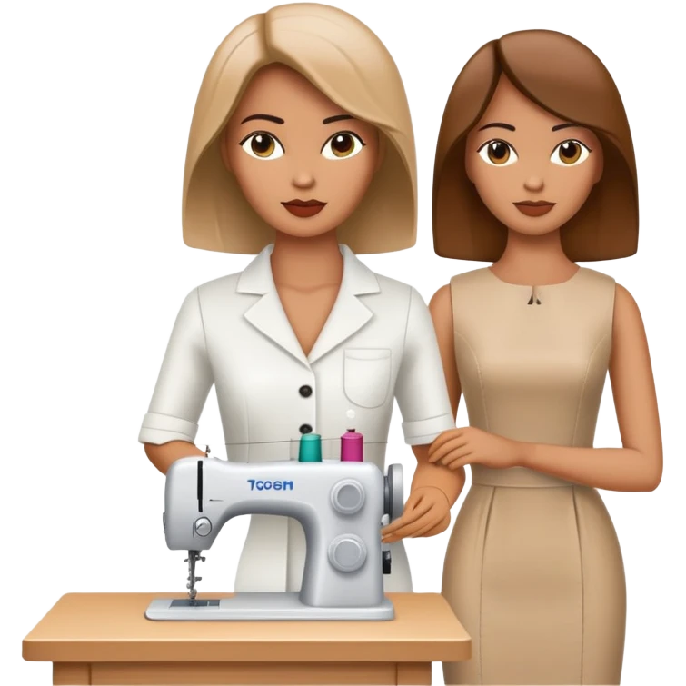 female fashion designer, sewing fashion clothing on a faceless mannequin emoji